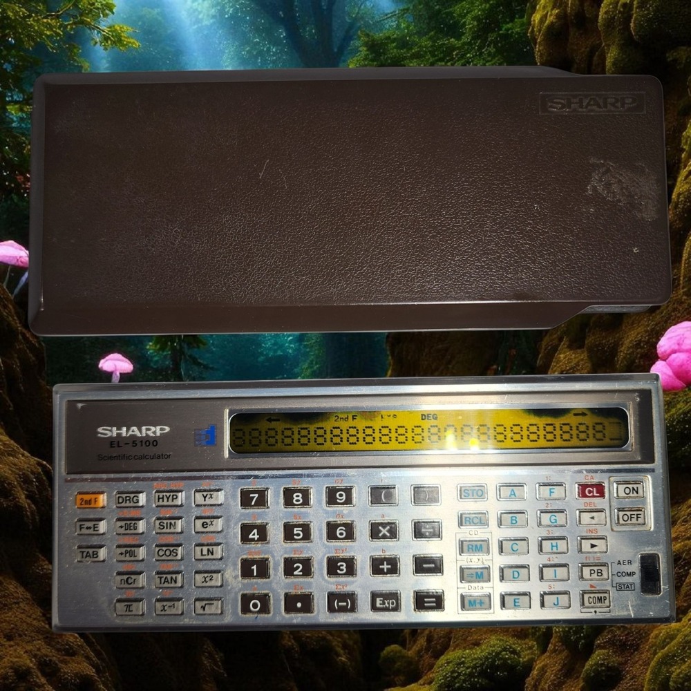 READ Sharp EL-5100 Scientific Calculator with Cover‎ Rare Vintage DISPLAY ISSUE